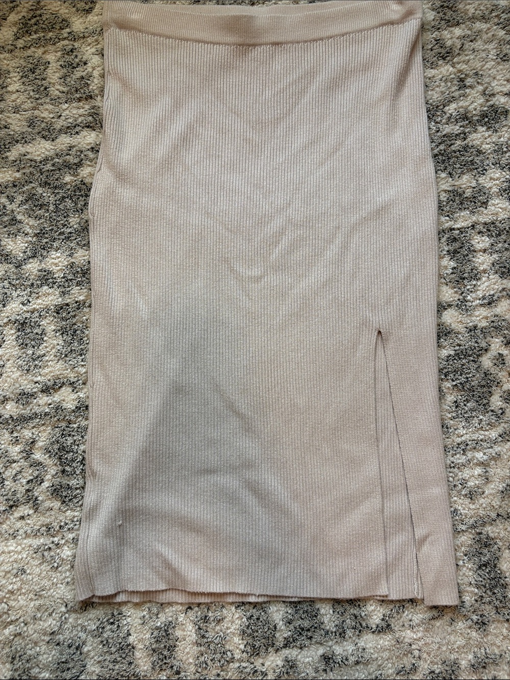 Abercrombie & Fitch Ribbed Pencil Skirt in Light Beige